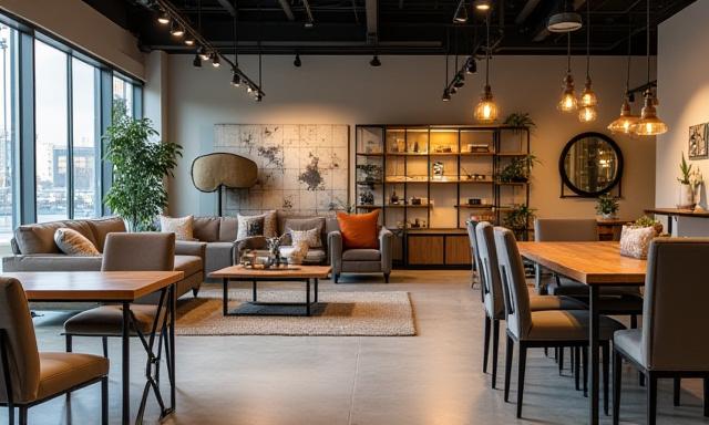 コージョー・インテリアズの既製コレクションの家具が並べられたショールーム